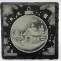 Storybook Village Christmas Ornament Slate Coaster – Whimsical Winter Town