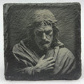 Sacred Heart Jesus Slate Coaster – Devotional Christian Art