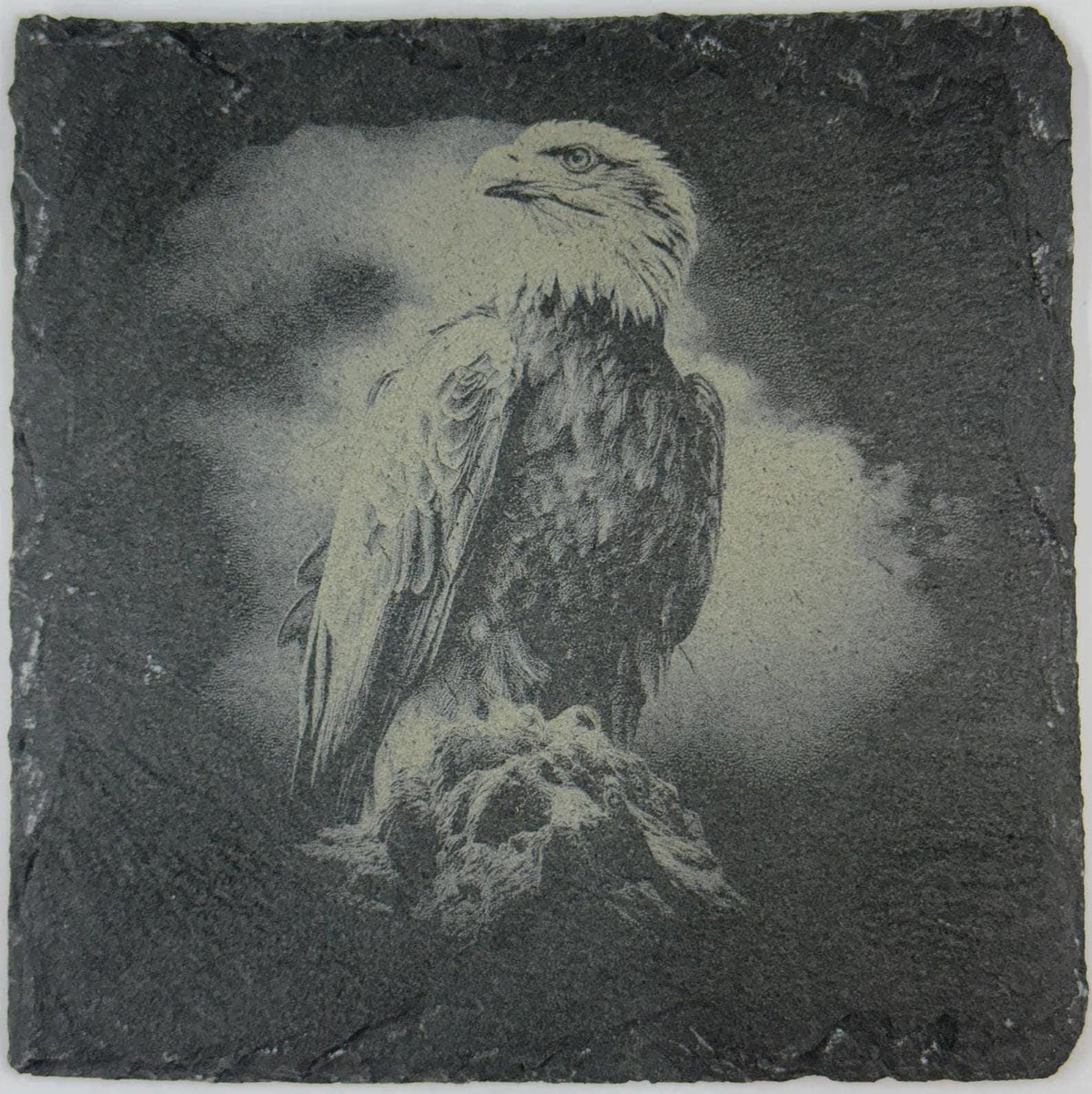Vintage Eagle Artwork Slate Coaster – Rustic Stone Decor