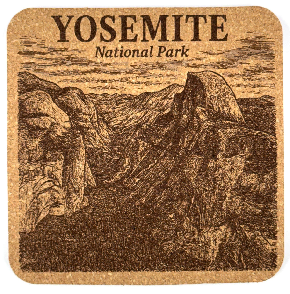 Yosemite National Park Cork Coaster – California Mountain Valley Engraved