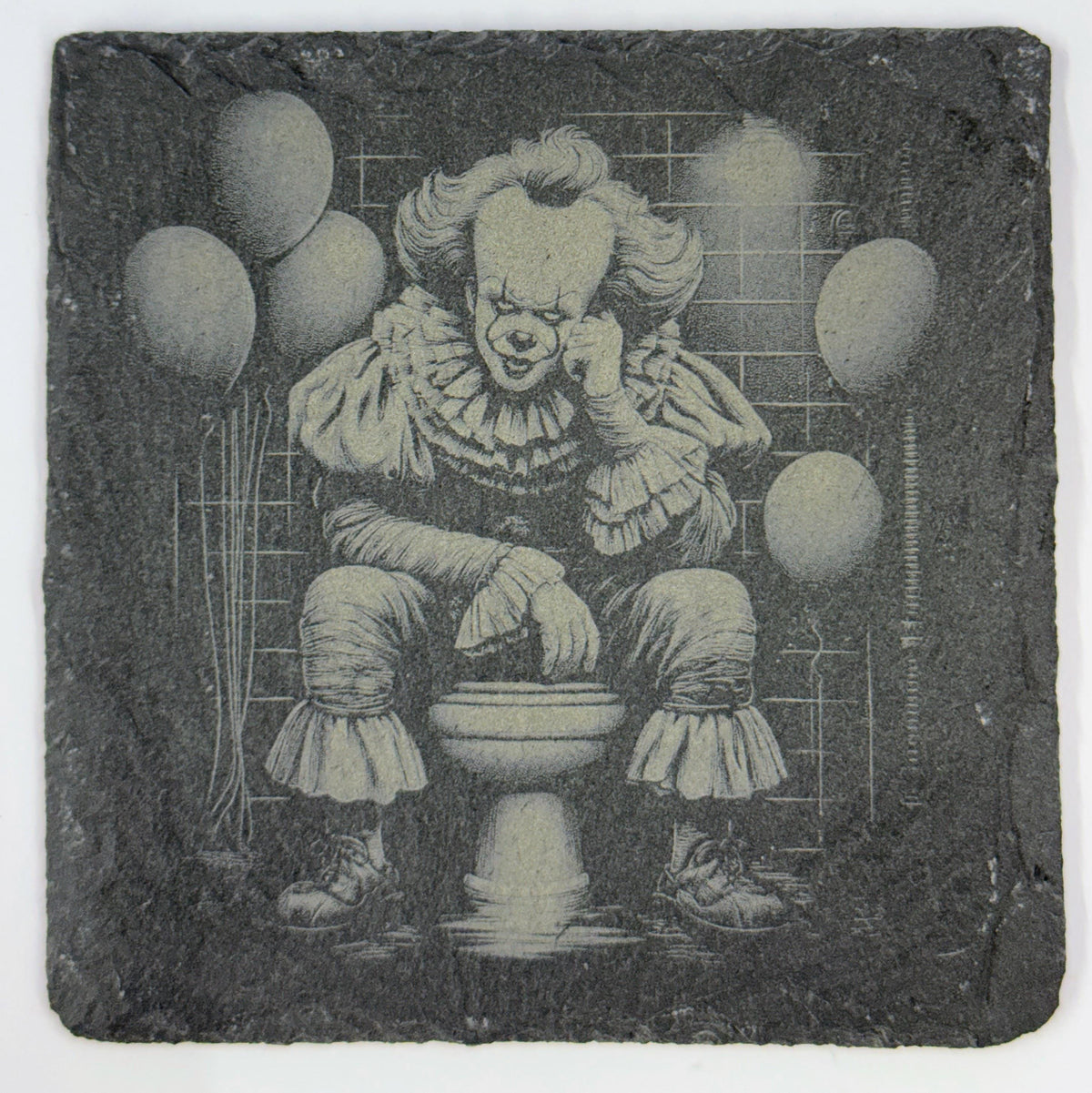 Evil Circus Clown Slate Coaster – Funny Horror Bathroom Art