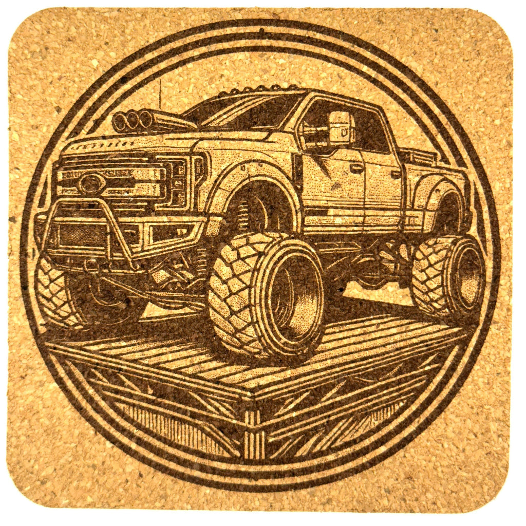 Lifted Off-Road Truck – Laser Engraved Cork Coaster