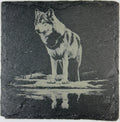 Standing Wolf Slate Coaster – Wilderness Wildlife Engraved Stone