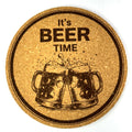 It’s Beer Time Cork Coaster Cheers Design Clinking Mugs Artwork