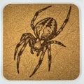 Spider Web Cork Coaster – Engraved Arachnid Decor