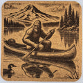 Bigfoot Canoe Cork Coaster – Pacific Northwest Sasquatch on Mountain Lake