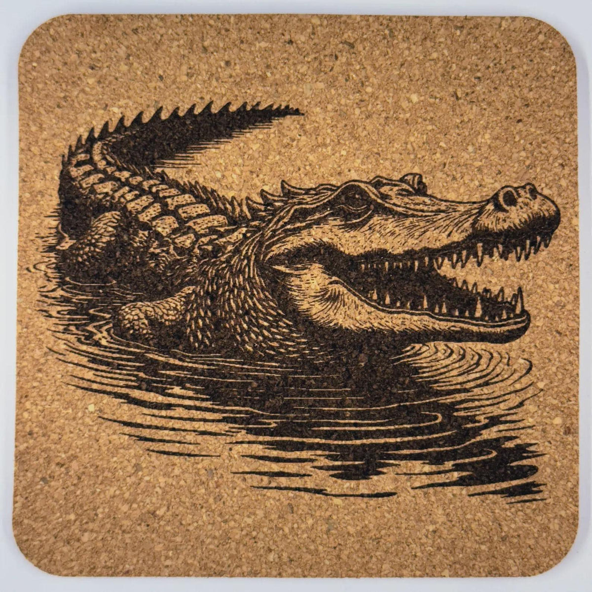 Alligator Swimming in Marsh Water – Vintage Cork Coaster