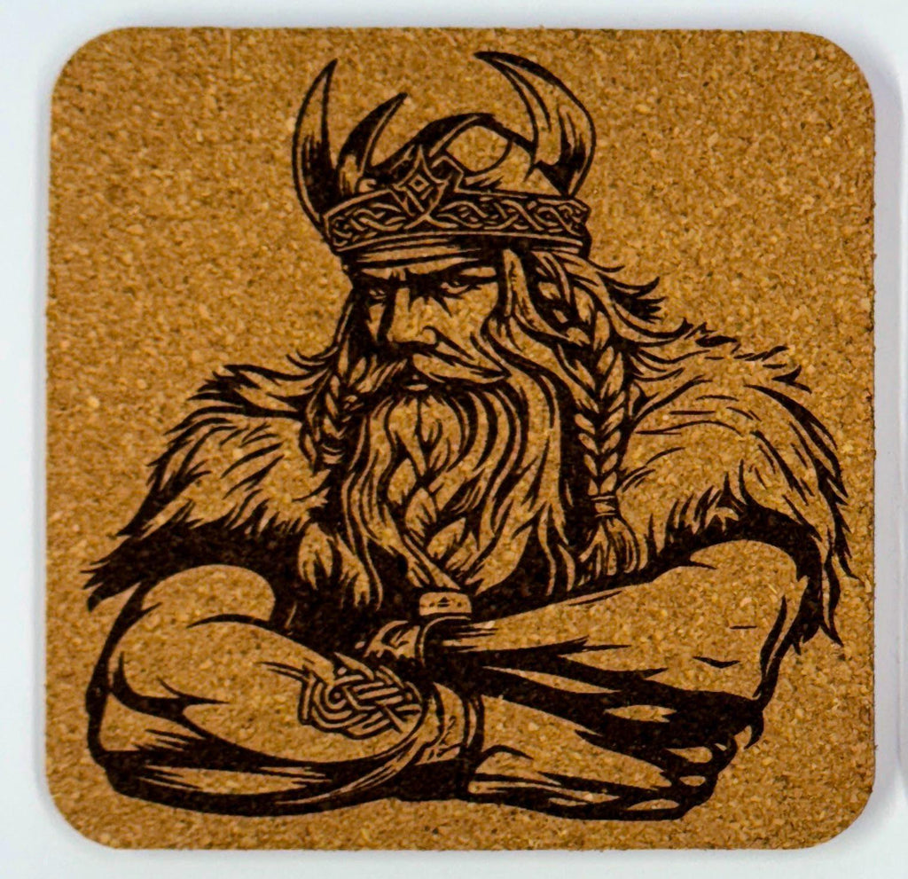 Viking with Folded Arms – Cork Coaster