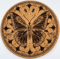 Butterfly Mandala Illustration – Ornate Floral Cork Coaster