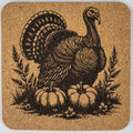 Wild Turkey with Pumpkins – Rustic Fall Cork Coaster