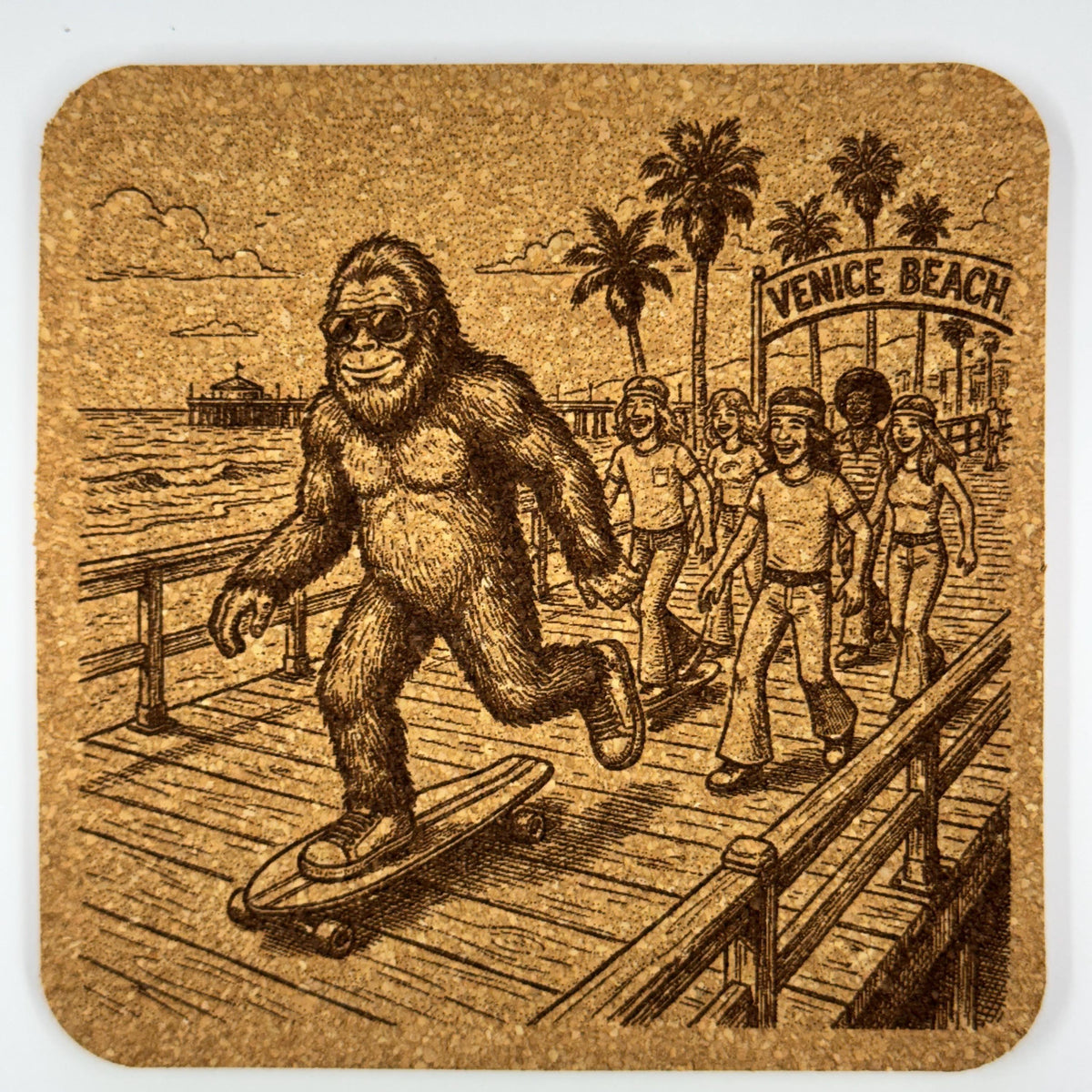 Venice Beach Bigfoot Cork Coaster – Skateboard Scene