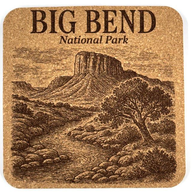 Big Bend National Park Cork Coaster – Texas Desert Landscape Art