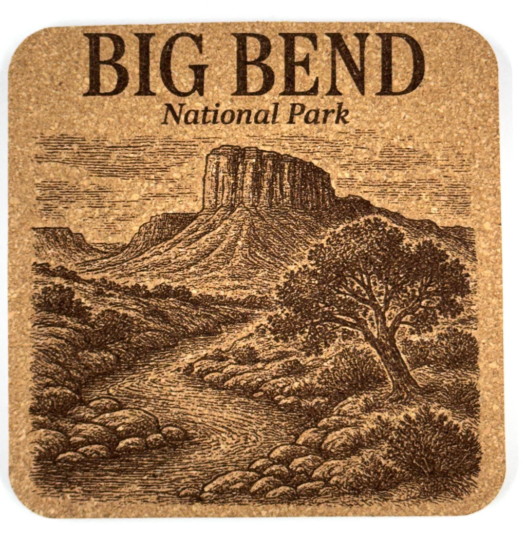 Big Bend National Park Cork Coaster – Texas Desert Landscape Art