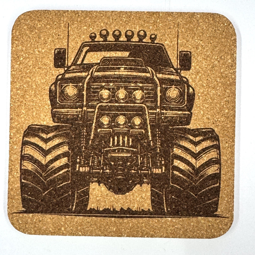 Front and Ready – Classic Lifted Truck Cork Coaster with Bold Stance