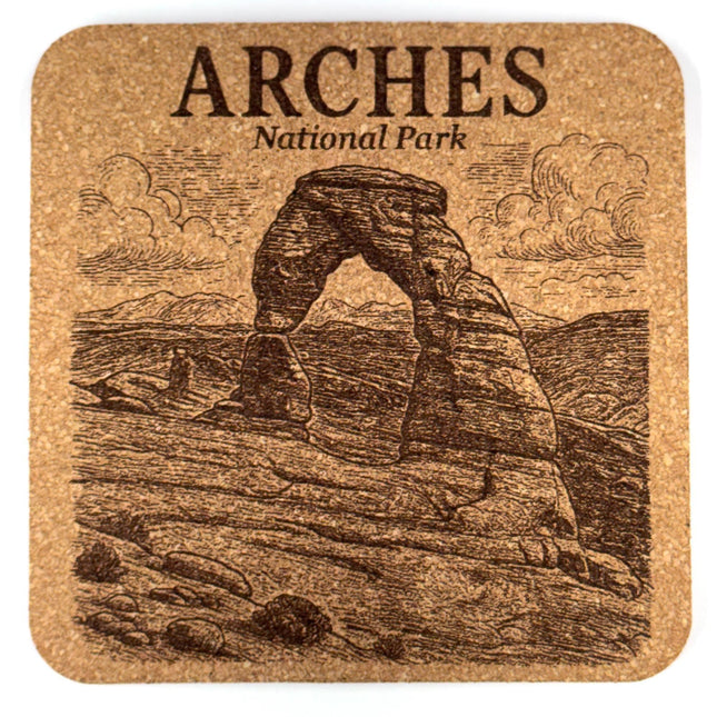 Arches National Park Cork Coaster – Utah Desert Arch Landscape Engraved
