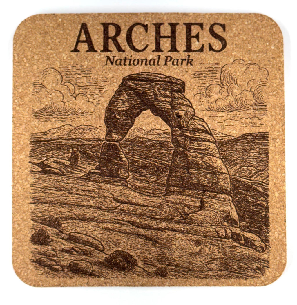 Arches National Park Cork Coaster – Utah Desert Arch Landscape Engraved