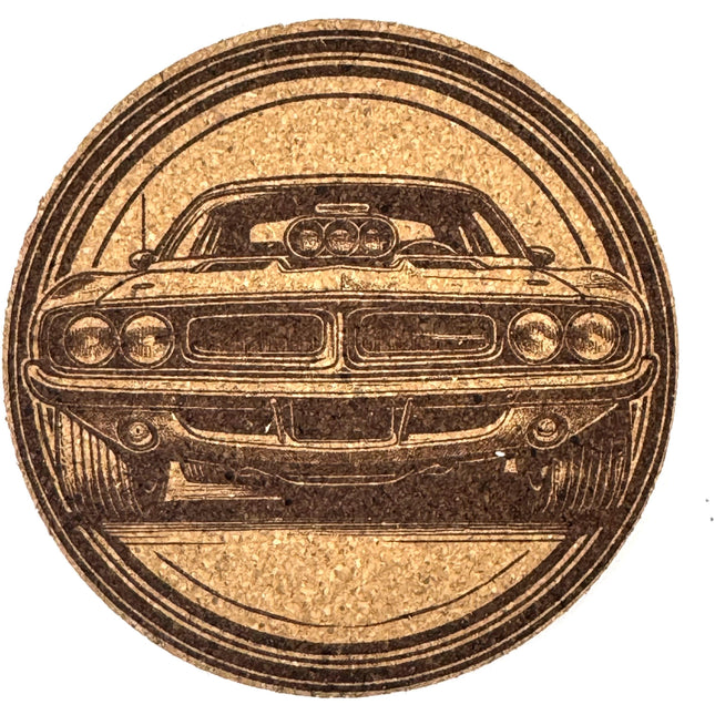 Classic American Muscle Car – Laser Engraved Round Cork Coaster