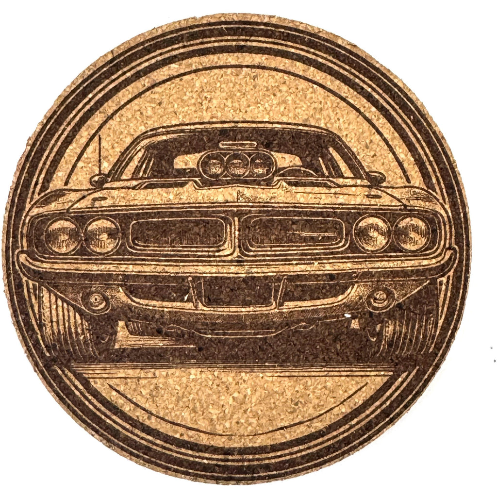 Classic American Muscle Car – Laser Engraved Round Cork Coaster
