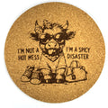 Spicy Disaster Funny Cow Humor Sarcastic Cork Coaster Gift
