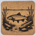 Classic River Trout Illustration – Engraved Cork Coaster