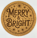 Merry and Bright Cork Coaster – Festive Christmas Decor