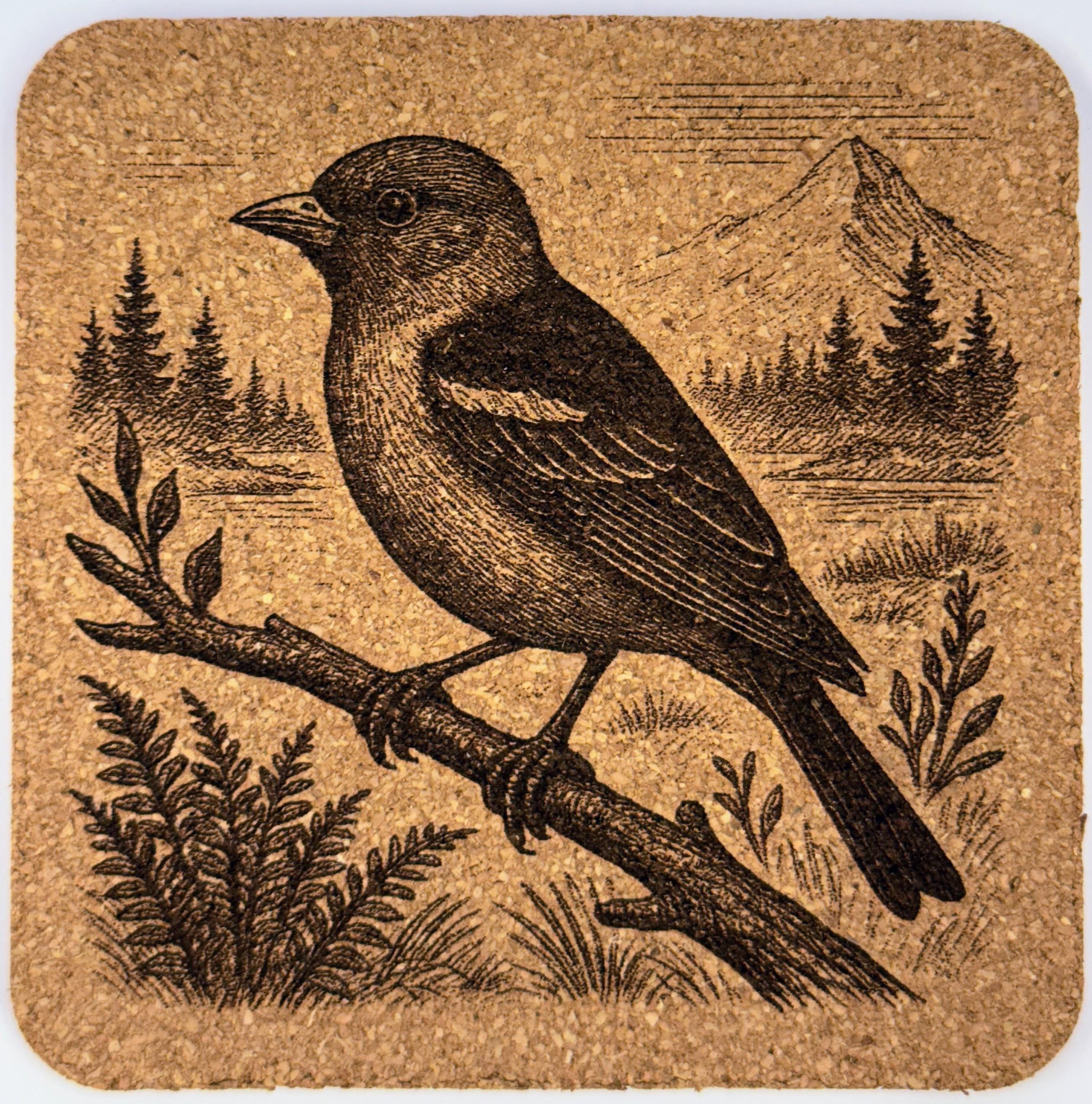 Western Tanager with Mount Hood – Pacific Northwest Bird Cork Coaster