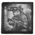 Peanut the Tactical Squirrel Slate Coaster – Funny Animal Drink Decor