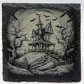 Haunted Hill House Under Full Moon – Laser Engraved Slate Coaster
