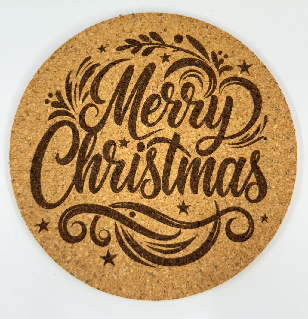 Merry Christmas Cork Coaster – Elegant Holiday Script Design