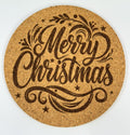 Merry Christmas Cork Coaster – Elegant Holiday Script Design