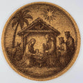 Nativity Scene Round Cork Coaster – Holy Family Christmas Religious Art