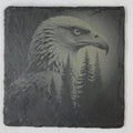 Bald Eagle Forest Portrait Slate Coaster – Dramatic Wildlife Art