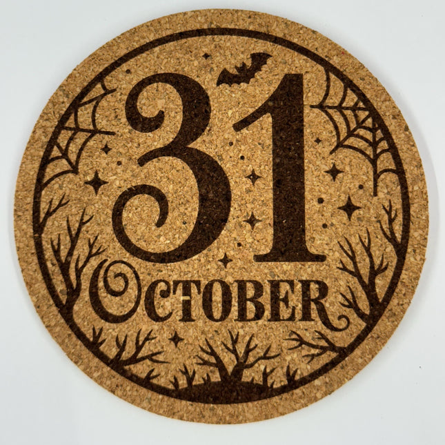 31 October Halloween Cork Coaster Spooky Decor