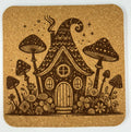 Twin Mushroom Tower Fairy Home – Whimsical Cork Coaster