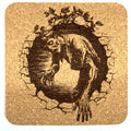 Zombie Breaking Through Wall Creepy Horror Cork Coaster – Undead Escape Art