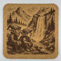 Goblin Waterfall Rest Cork Coaster – Whimsical Nature Fantasy Art