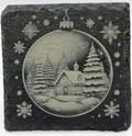 Snowy Chapel Christmas Ornament Slate Coaster – Peaceful Winter Scene