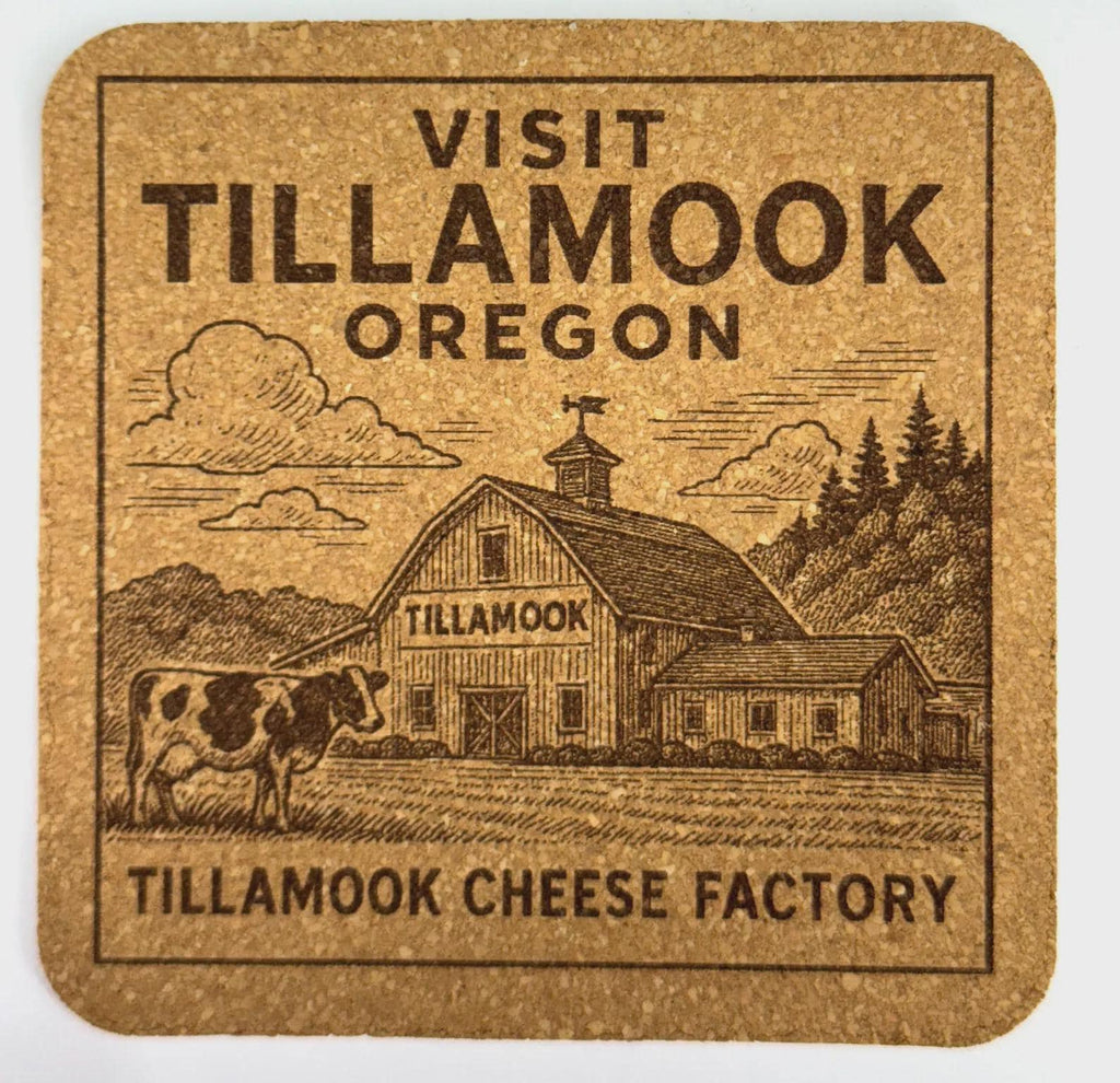 Tillamook Cheese Factory Cork Coaster – Visit Tillamook Oregon Icon