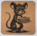 Chef Mouse Serving Pancakes – Whimsical Breakfast Cork Coaster