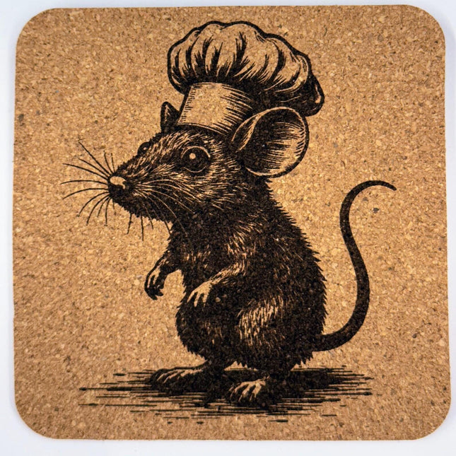 Whimsical Chef Mouse – Storybook Cork Coaster