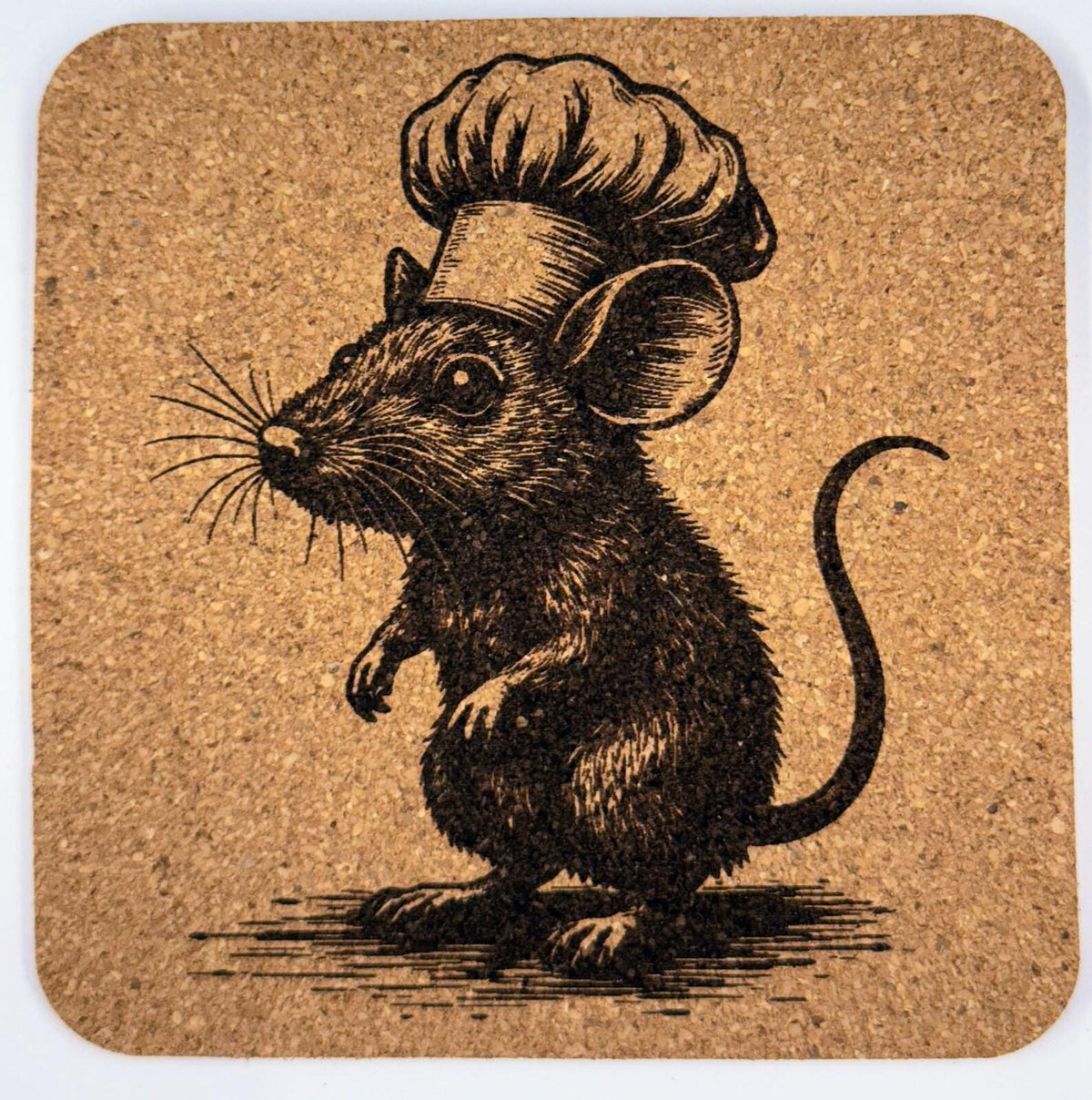 Whimsical Chef Mouse – Storybook Cork Coaster