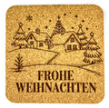 Frohe Weihnachten Cork Coaster – German Winter Village Scene