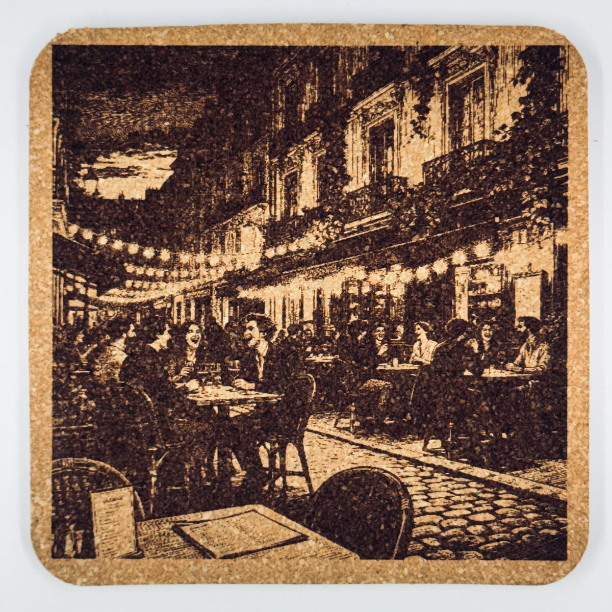 European Café Scene Cork Coaster – Old World Dining Decor
