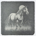 Peaceful Horse Slate Coaster – Moonlit Field Art