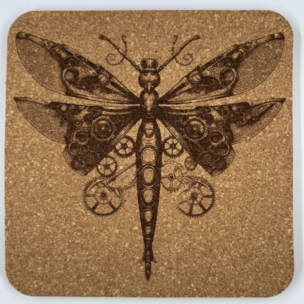 Steampunk Clockwork Moth – Fantasy Cork Coaster