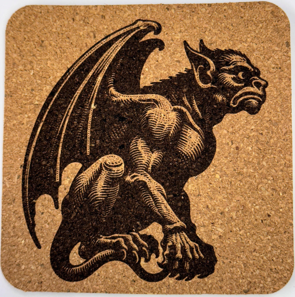 Crouching Gargoyle Sentinel – Dark Gothic Cork Coaster