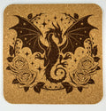 Rose-Crowned Dragon with Wings Spread – Fantasy Cork Coaster