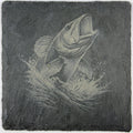 Action Fish Slate Coaster – Dynamic Fishing Engraved Stone