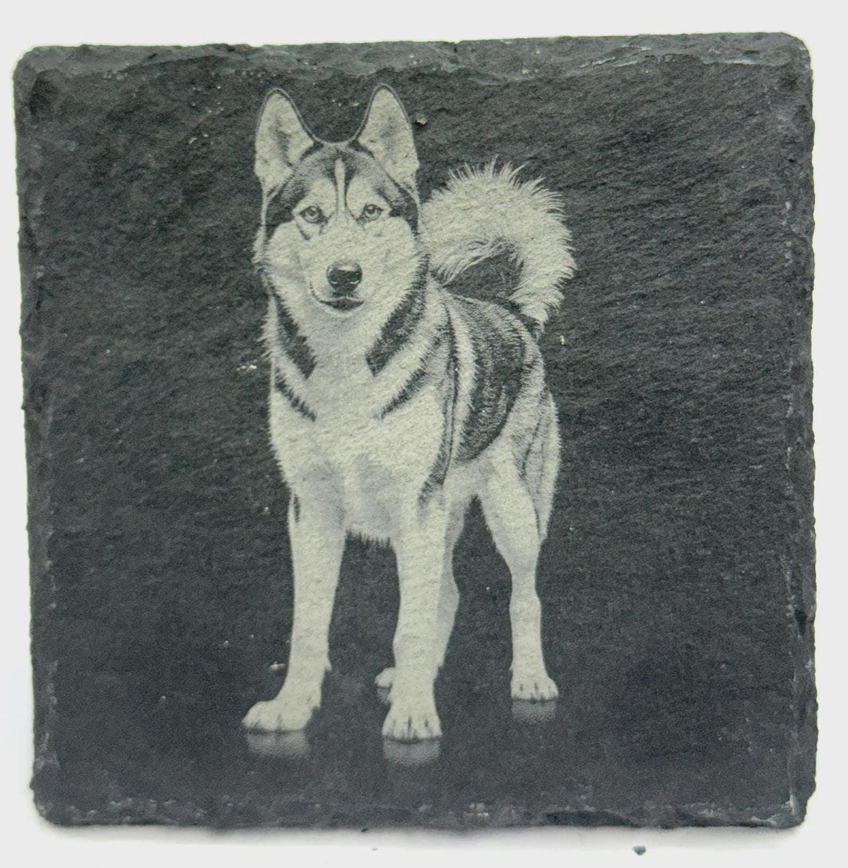 Siberian Husky Moon Howl Slate Coaster – Wolf Spirit Style Art