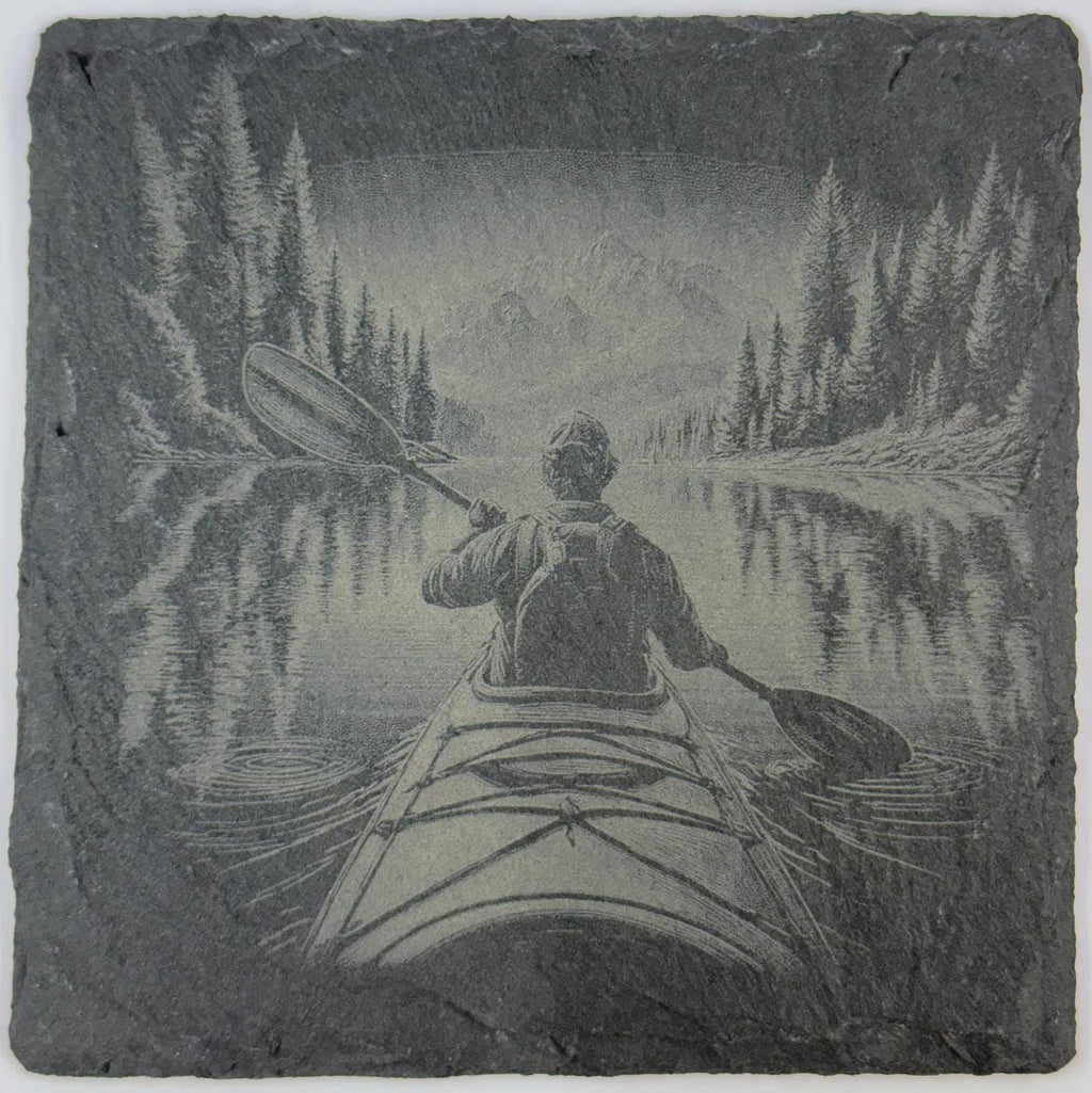 Forest River Kayak Slate Coaster – Wilderness Paddling Scene